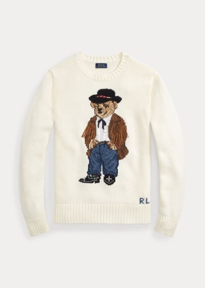 Polo Ralph Lauren Cowboy Polo Bear Striktrøje Dame Danmark (UWGMA9370)